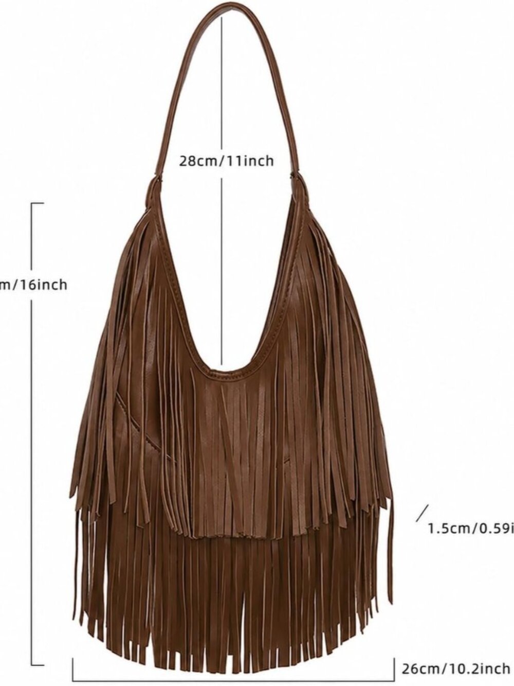 Black Fringe Purse for Women, Western Cowboy Fringe Bag Hippie Shoulder Bag - Picture 4 of 6